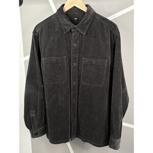 Uniqlo Corduroy Overshirt Men’s Medium Charcoal Grey Long Sleeve Pockets